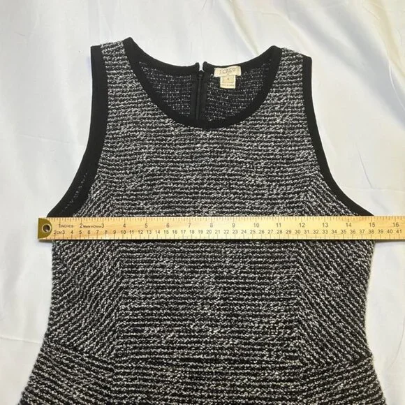 J.Crew Dress Tweed Fabric Sleeveless Design Flared Skirt A-Line Black/White W 4 - Picture 7 of 10